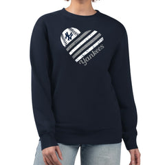 New York Yankees G-III 4Her by Carl Banks Women's Heart Logo Fleece Pullover Sweatshirt Clearance