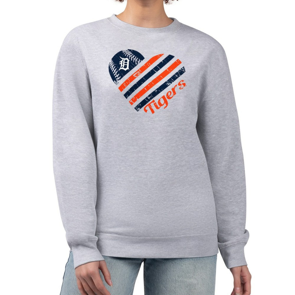 Detroit Tigers G-III 4Her by Carl Banks Women's Heart Logo Fleece Pullover Sweatshirt Lifestyle
