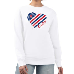 Chicago Cubs G-III 4Her by Carl Banks Women's Heart Logo Fleece Pullover Sweatshirt Sale