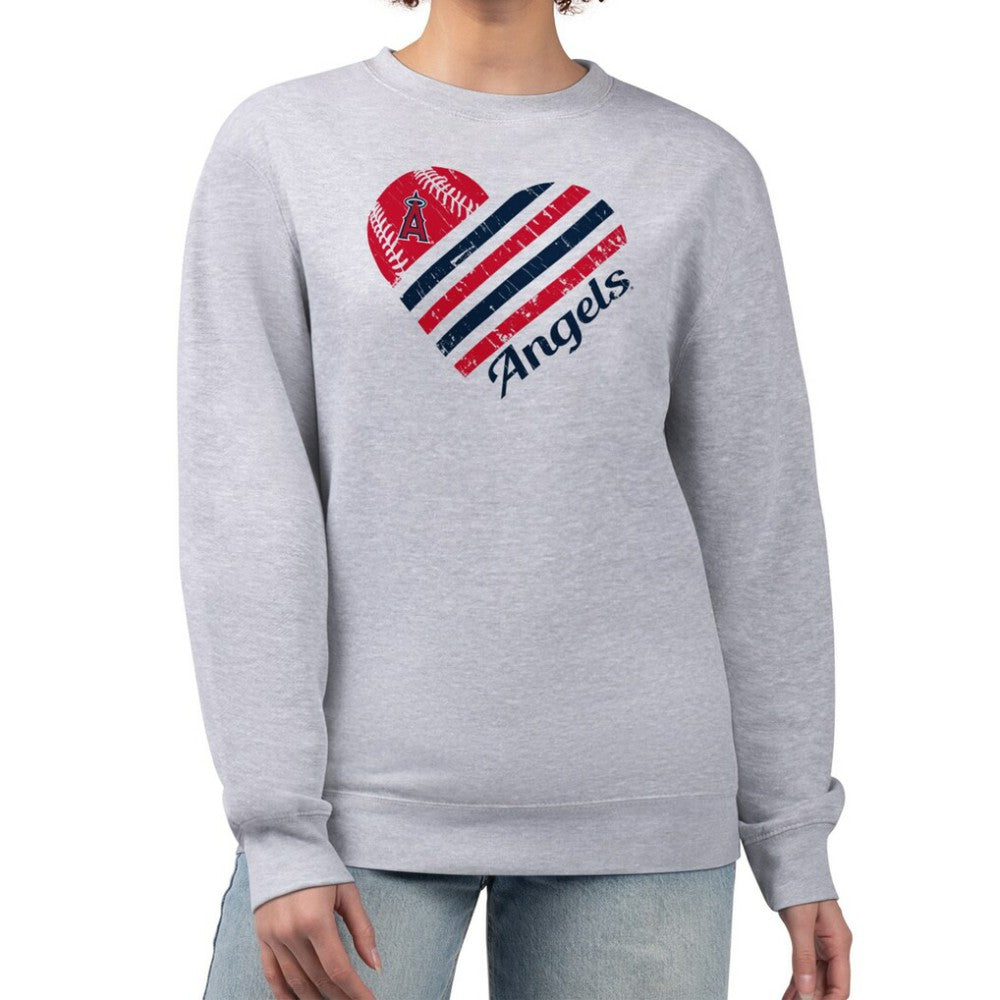 Los Angeles Angels G-III 4Her by Carl Banks Women's Heart Logo Fleece Pullover Sweatshirt Online