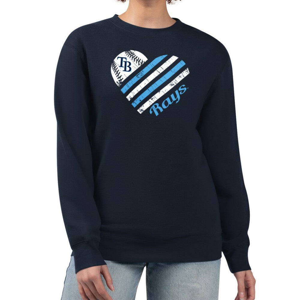 Tampa Bay Rays G-III 4Her by Carl Banks Women's Heart Logo Fleece Pullover Sweatshirt Online