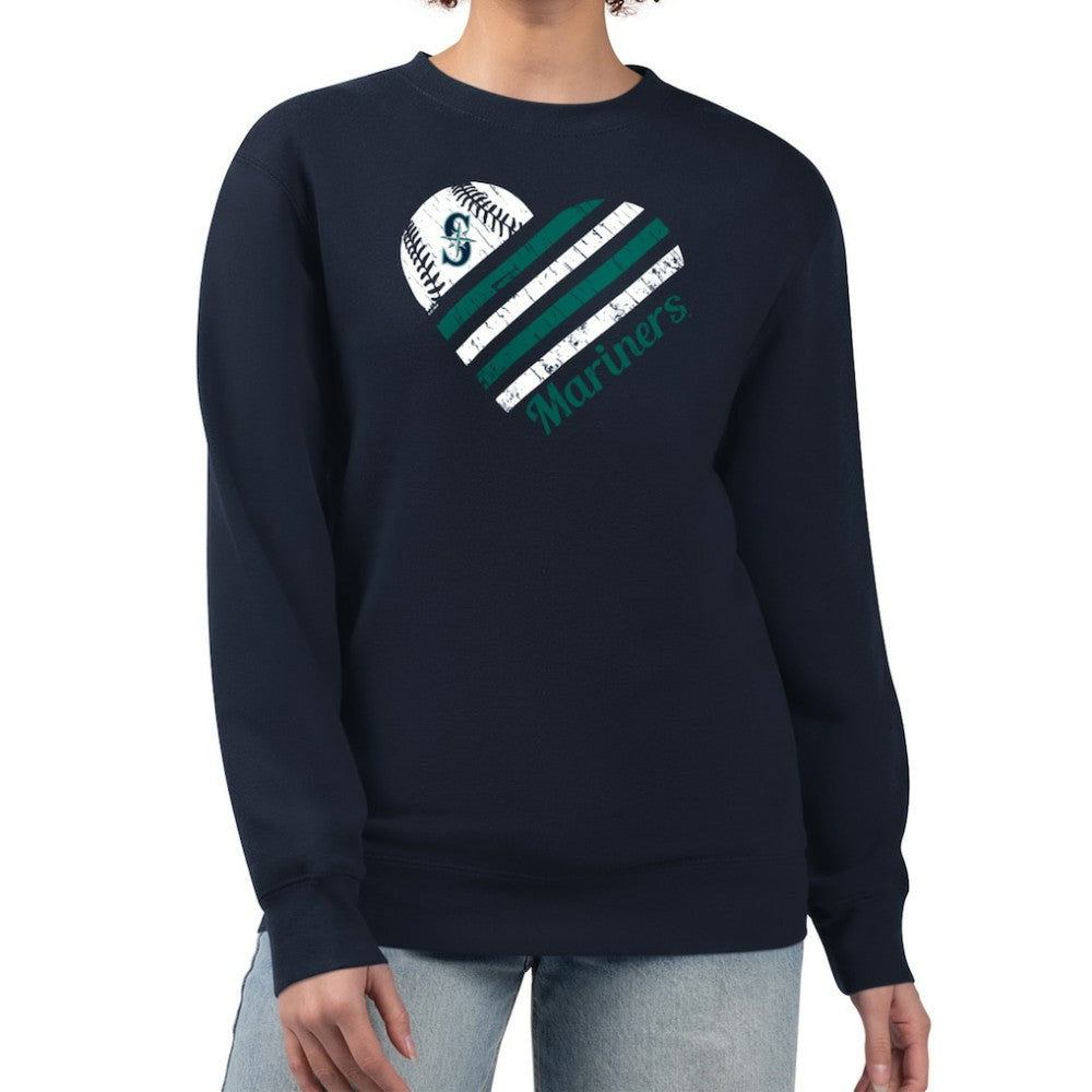Seattle Mariners G-III 4Her by Carl Banks Women's Heart Logo Fleece Pullover Sweatshirt Online