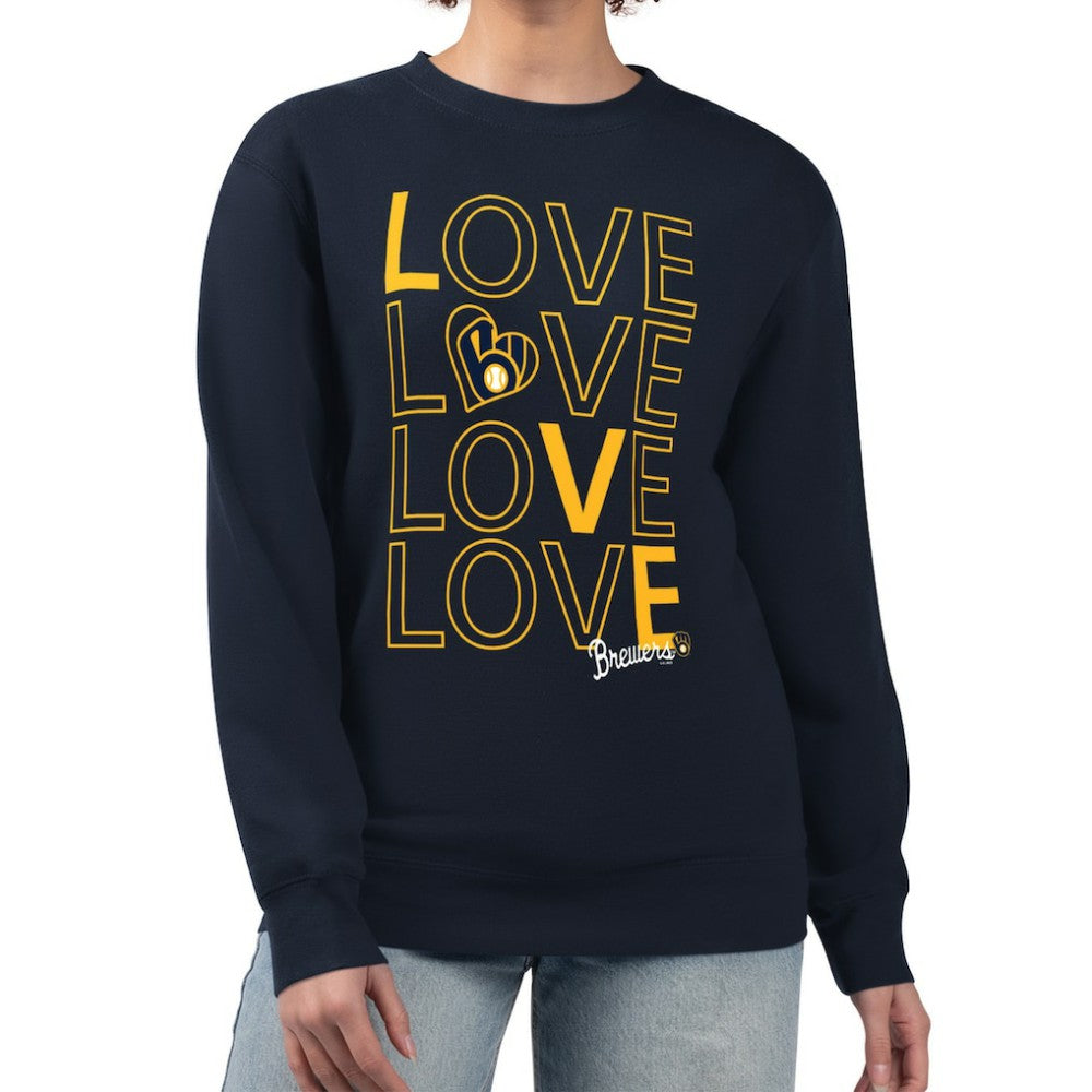 Milwaukee Brewers G-III 4Her by Carl Banks Women's Love Team Logo Fleece Pullover Sweatshirt discount