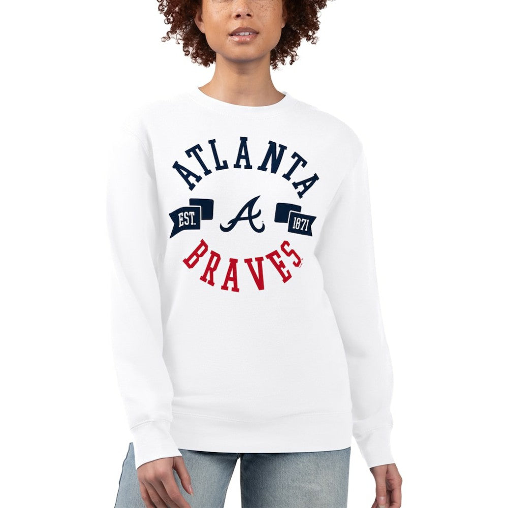 Atlanta Braves G-III 4Her by Carl Banks Women's Team Logo Fleece Pullover Sweatshirt Clearance