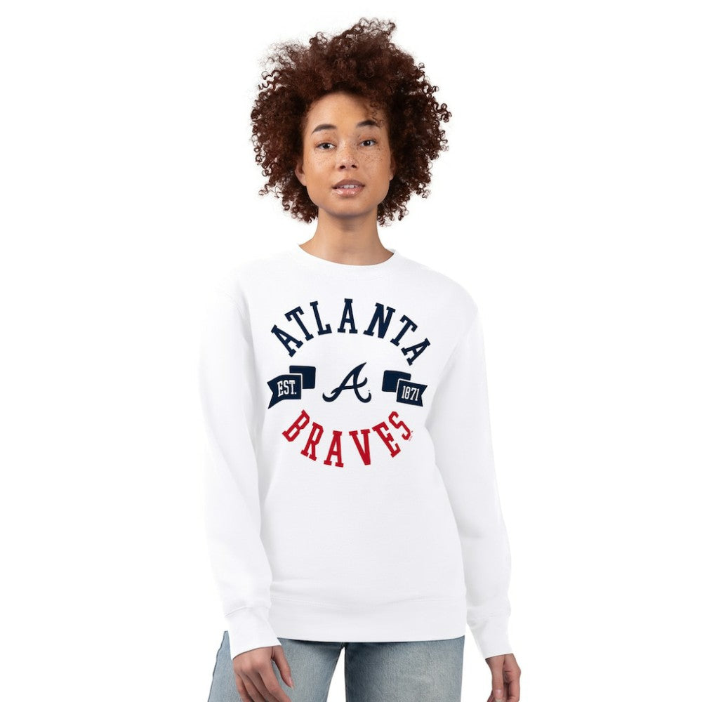 Atlanta Braves G-III 4Her by Carl Banks Women's Team Logo Fleece Pullover Sweatshirt Clearance