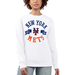 New York Mets G-III 4Her by Carl Banks Women's Team Logo Fleece Pullover Sweatshirt Sale