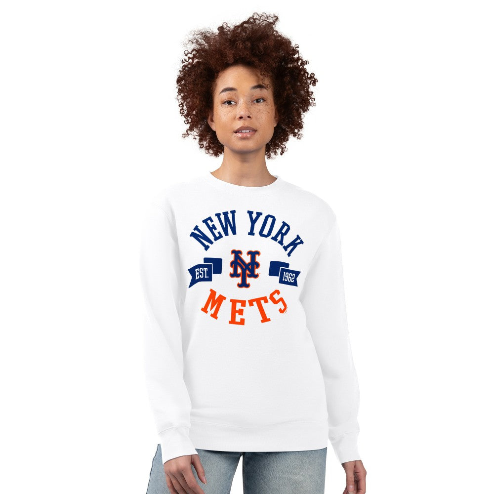 New York Mets G-III 4Her by Carl Banks Women's Team Logo Fleece Pullover Sweatshirt Sale