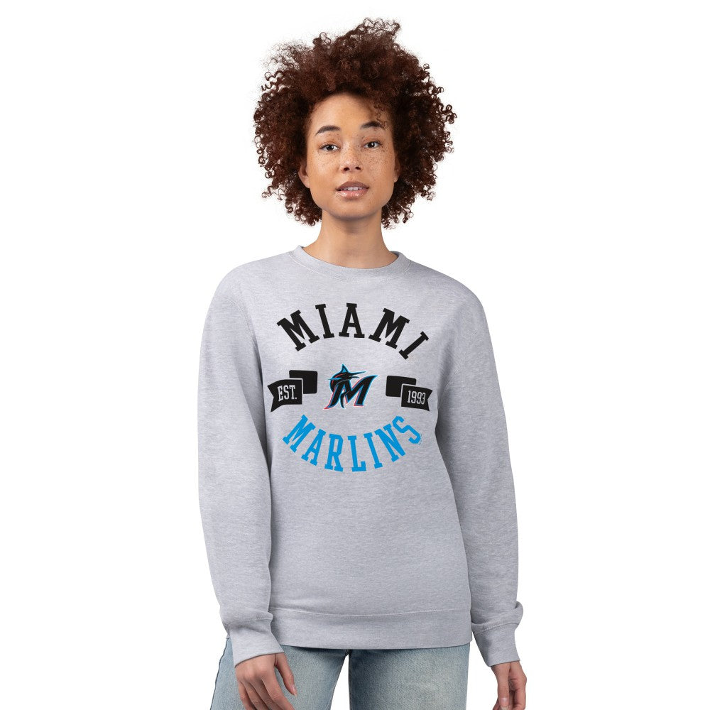 Miami Marlins G-III 4Her by Carl Banks Women's Team Logo Fleece Pullover Sweatshirt for sale