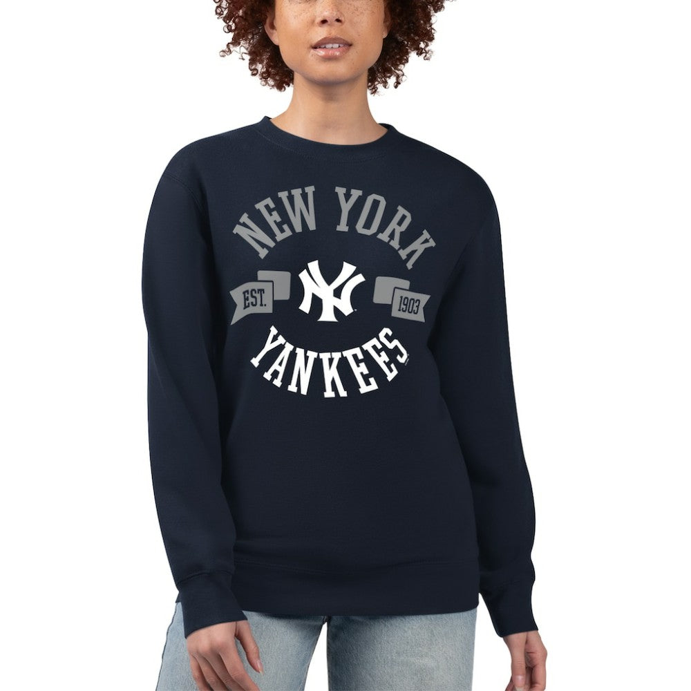 New York Yankees G-III 4Her by Carl Banks Women's Team Logo Fleece Pullover Sweatshirt Clearance