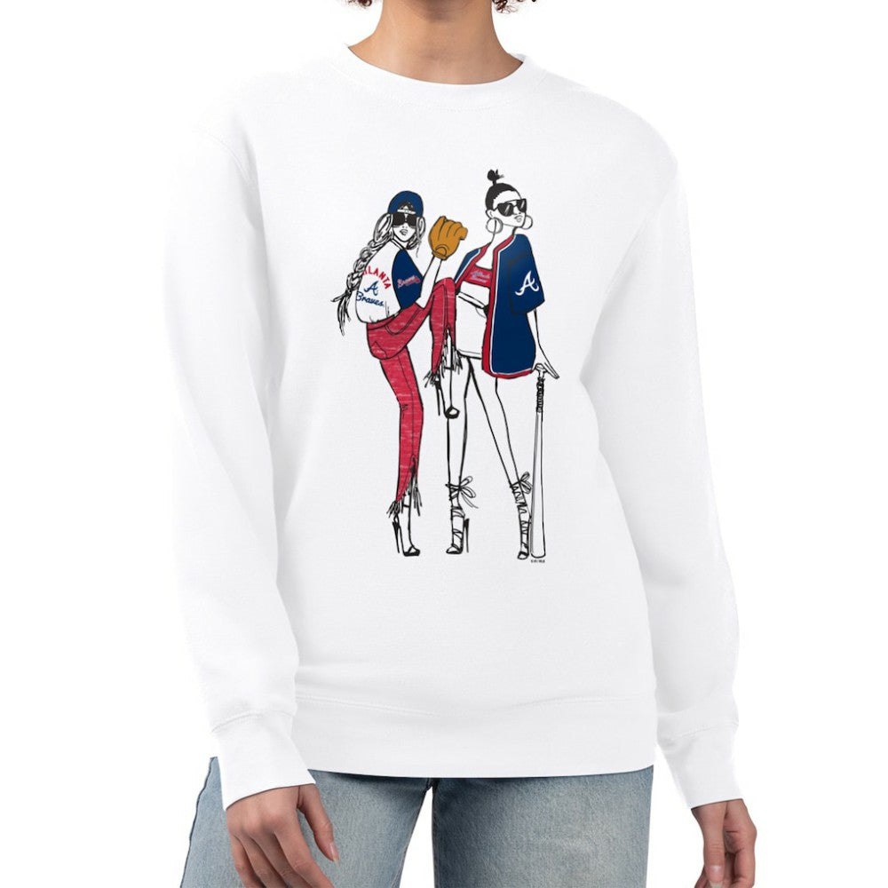 Atlanta Braves G-III 4Her by Carl Banks Women's Baseball Girls Fleece Pullover Sweatshirt discount