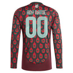 Adidas Mexico National Team 2024 Home Replica Custom Long Sleeve Jerseys - Burgundy