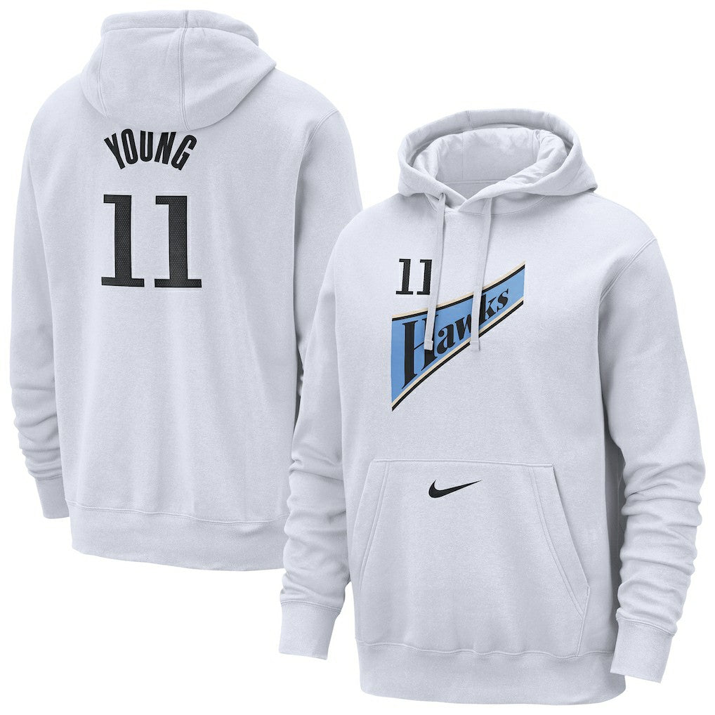 Nike - Trae Young Atlanta Hawks 2024/25 Name & Number Pullover Hoodie - White
