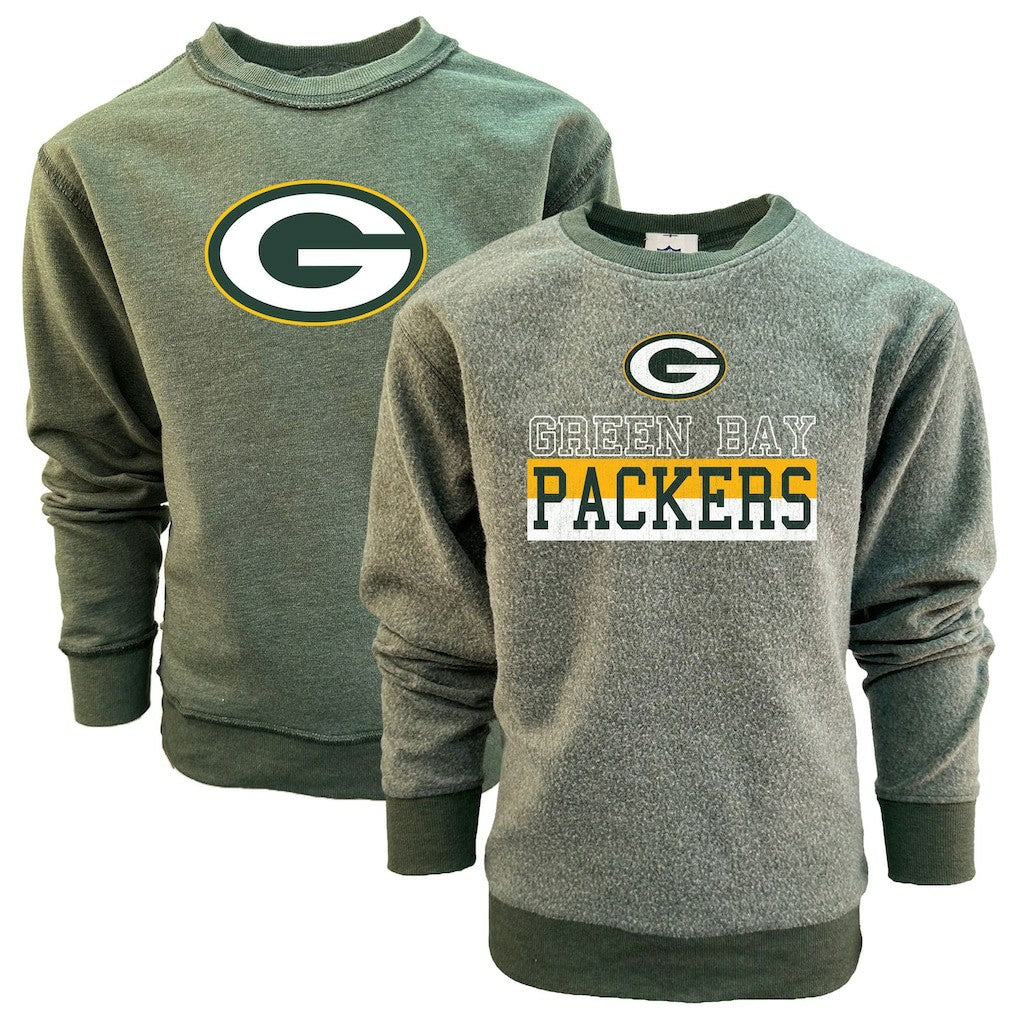 Green Bay Packers Wes & Willy Youth Reversible Fleece Pullover Sweatshirt Green - NFL