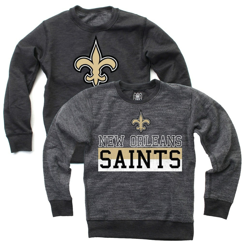 New Orleans Saints Wes & Willy Youth Reversible Fleece Pullover Sweatshirt Black - NFL