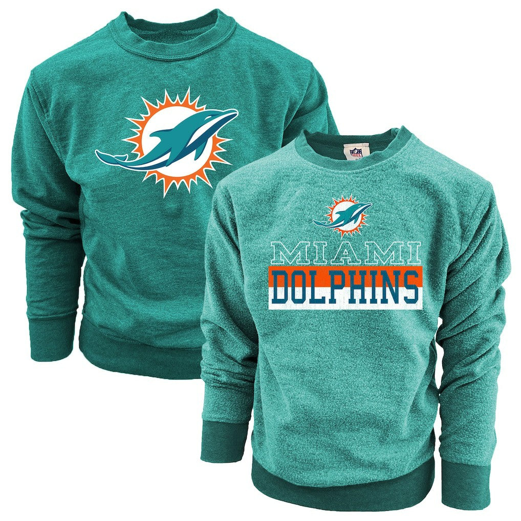 Miami Dolphins Wes & Willy Youth Reversible Fleece Pullover Sweatshirt Aqua - NFL
