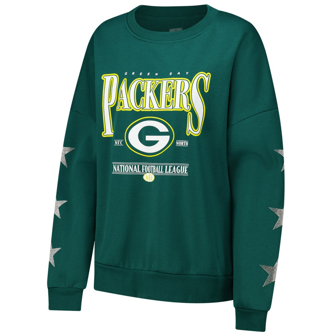 Green Bay Packers Gameday Couture Women's Rhinestone Star Sleeve Settle the Score Oversized Pullover Sweatshirt Green - NFL