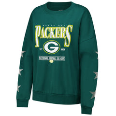 Green Bay Packers Gameday Couture Women's Rhinestone Star Sleeve Settle the Score Oversized Pullover Sweatshirt Green - NFL
