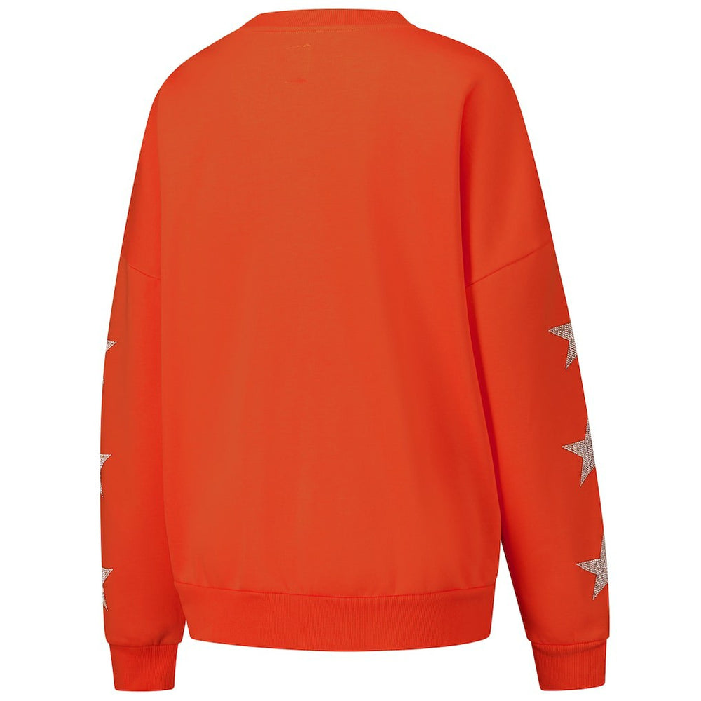 Cleveland Browns Gameday Couture Women's Rhinestone Star Sleeve Settle the Score Oversized Pullover Sweatshirt Orange - NFL