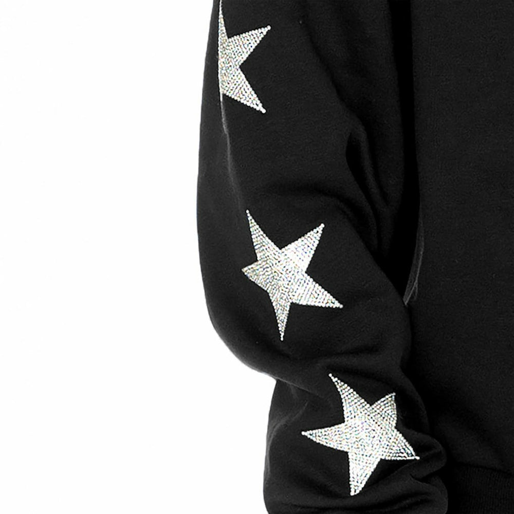 Jacksonville Jaguars Gameday Couture Women's Rhinestone Star Sleeve Settle the Score Oversized Pullover Sweatshirt Black - NFL