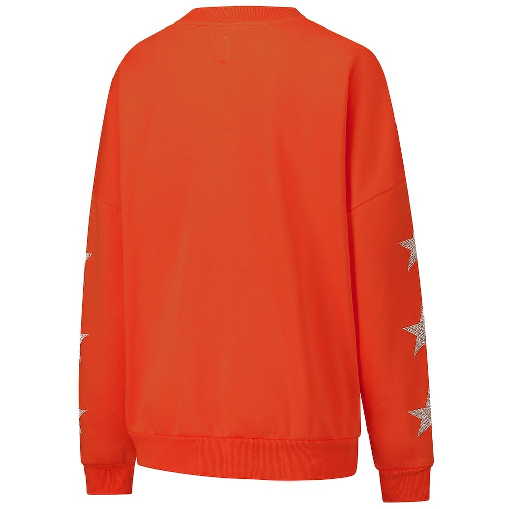 Cincinnati Bengals Gameday Couture Women's Rhinestone Star Sleeve Settle the Score Oversized Pullover Sweatshirt Orange - NFL