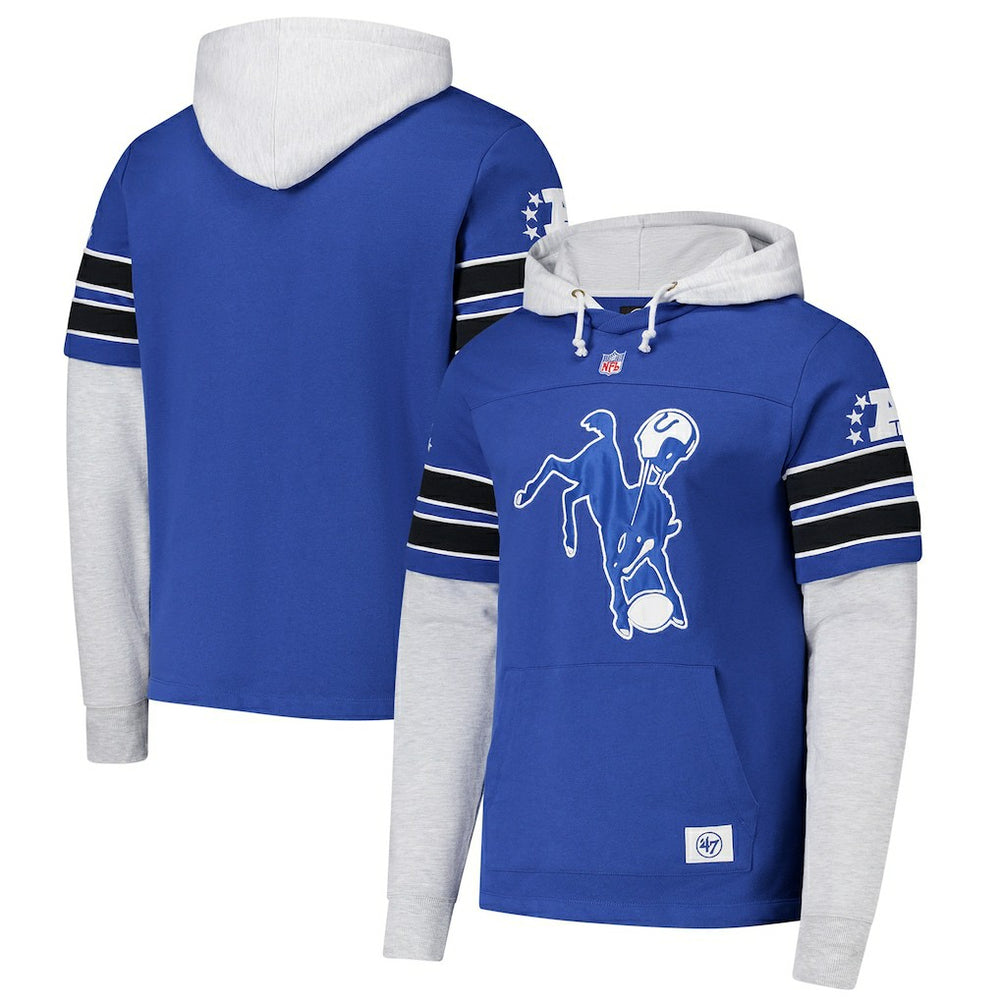 Indianapolis Colts '47 Throwback Double Header Blitz Cornerback Hoodie Royal - 47 brand