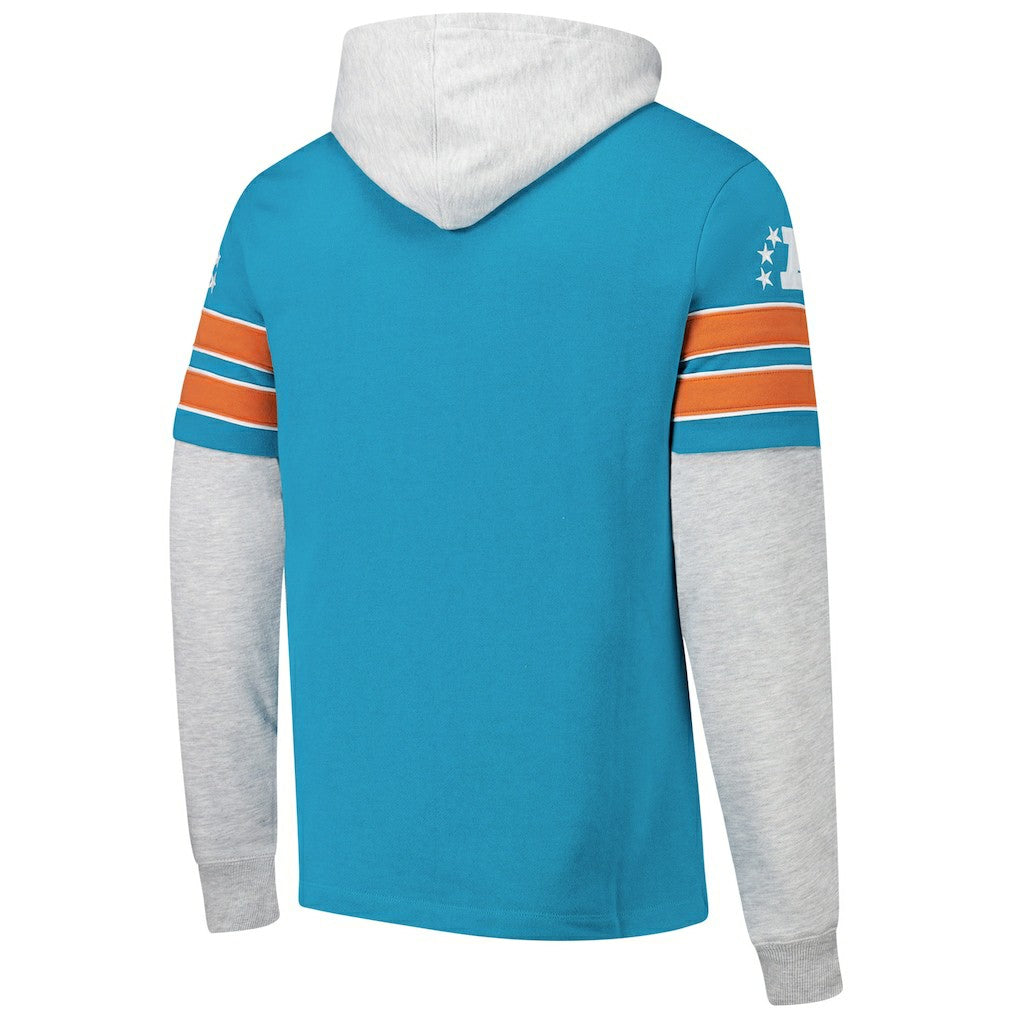 Miami Dolphins '47 Throwback Double Header Blitz Cornerback Hoodie Aqua - 47 brand