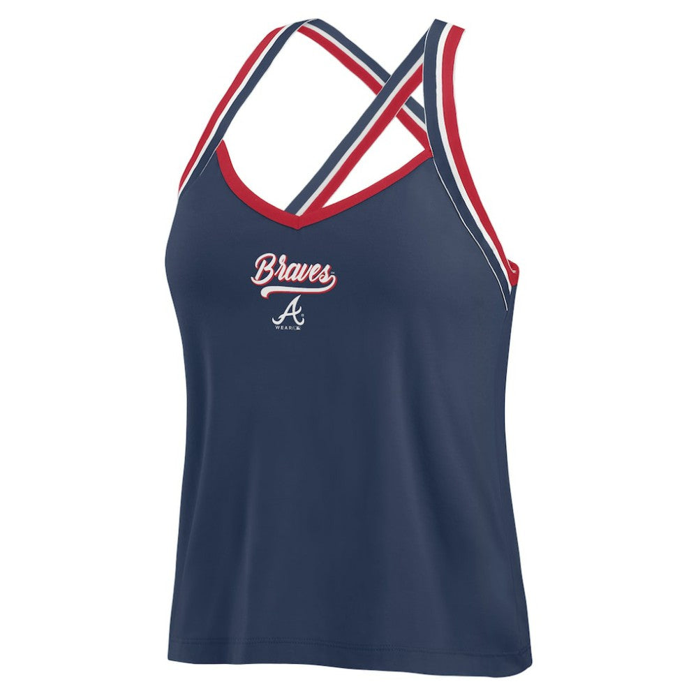 Atlanta Braves WEAR by Erin Andrews Women's Cross Strap Tank Top Near Me