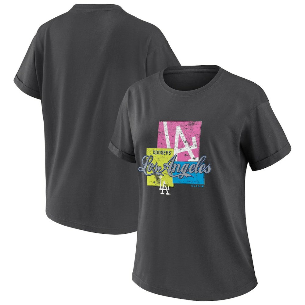 Los Angeles Dodgers WEAR by Erin Andrews Women's Domestic Box Color Boyfriend T-Shirt Lifestyle