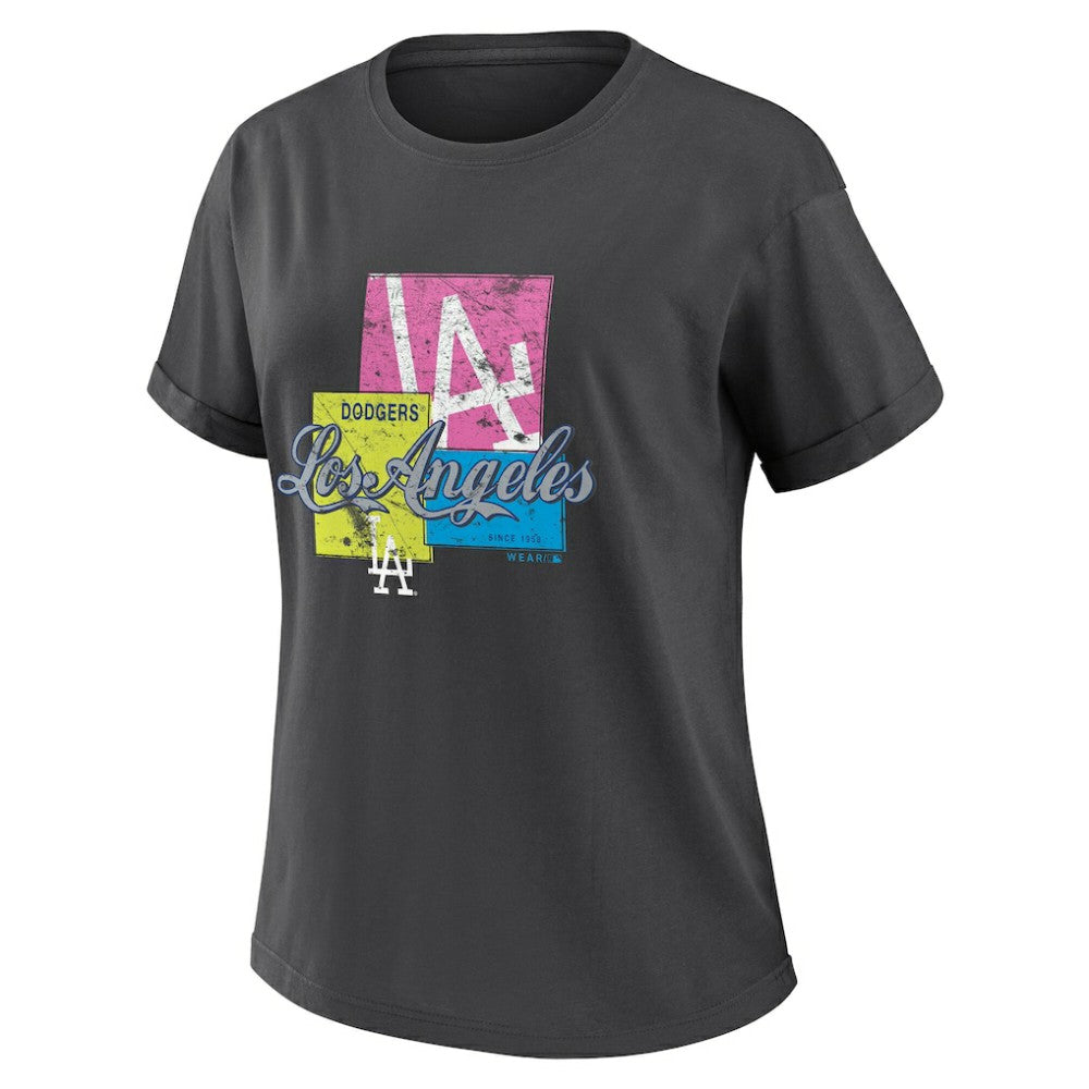 Los Angeles Dodgers WEAR by Erin Andrews Women's Domestic Box Color Boyfriend T-Shirt Lifestyle