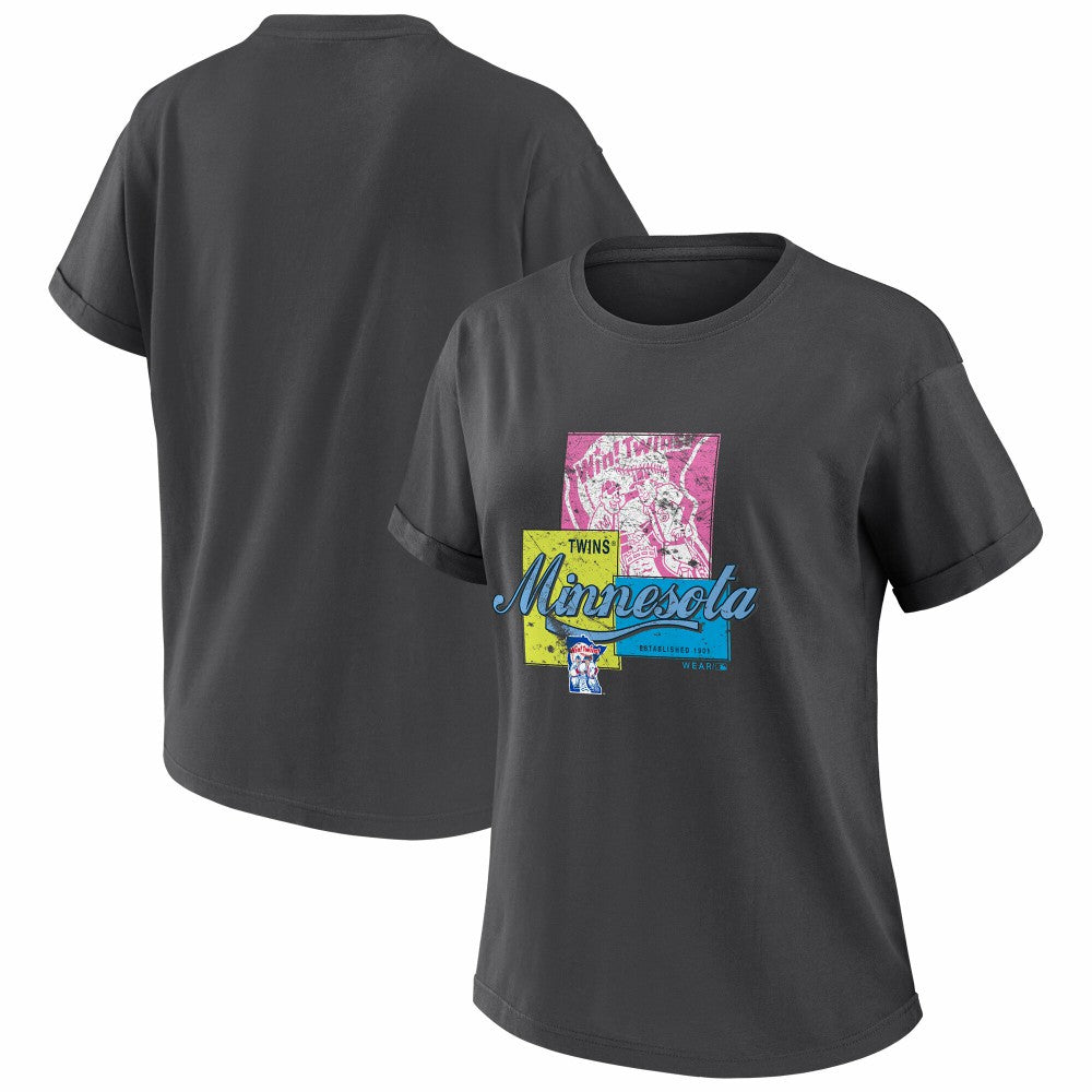 Minnesota Twins WEAR by Erin Andrews Women's Domestic Box Color Boyfriend T-Shirt On Sale