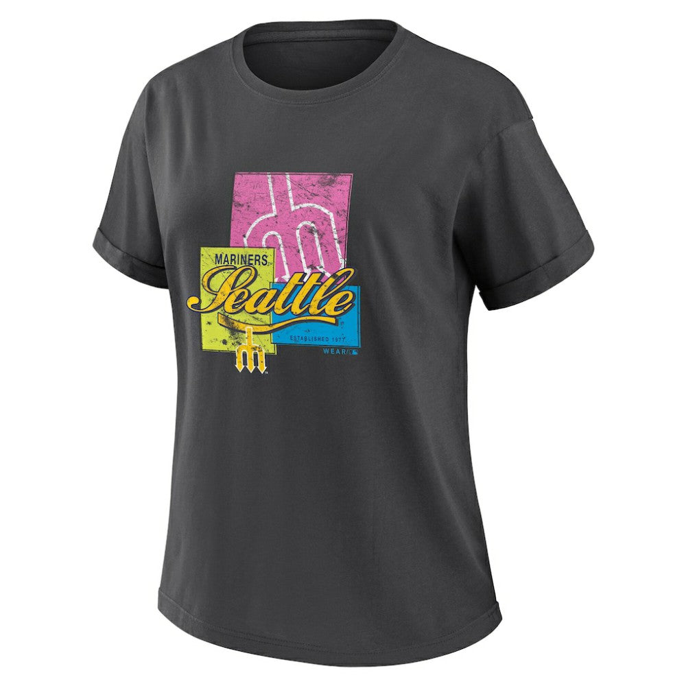 Seattle Mariners WEAR by Erin Andrews Women's Domestic Box Color Boyfriend T-Shirt On Sale