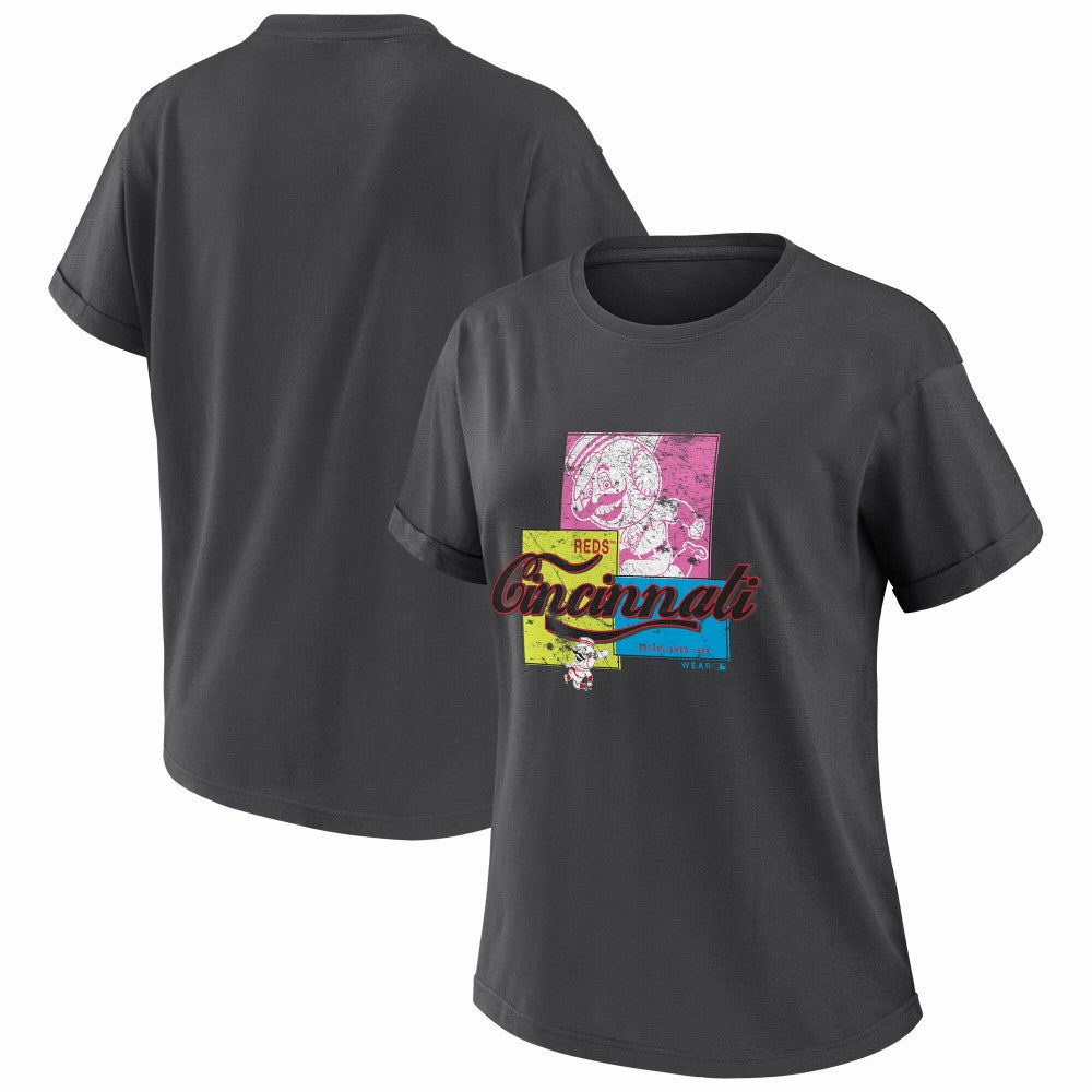 Cincinnati Reds WEAR by Erin Andrews Women's Domestic Box Color Boyfriend T-Shirt On Sale