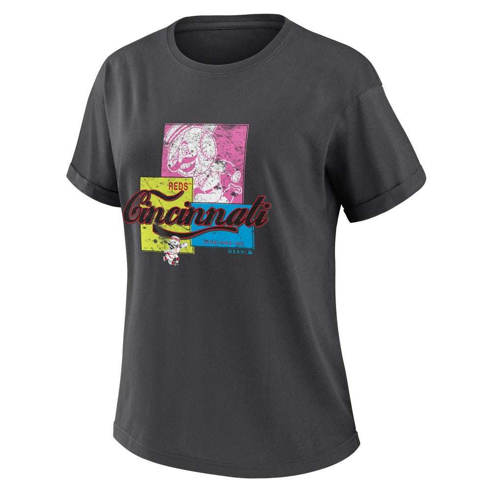 Cincinnati Reds WEAR by Erin Andrews Women's Domestic Box Color Boyfriend T-Shirt On Sale