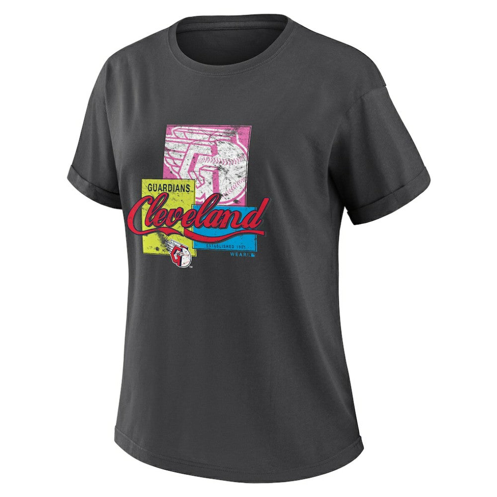 Cleveland Guardians WEAR by Erin Andrews Women's Domestic Box Color Boyfriend T-Shirt Clearance