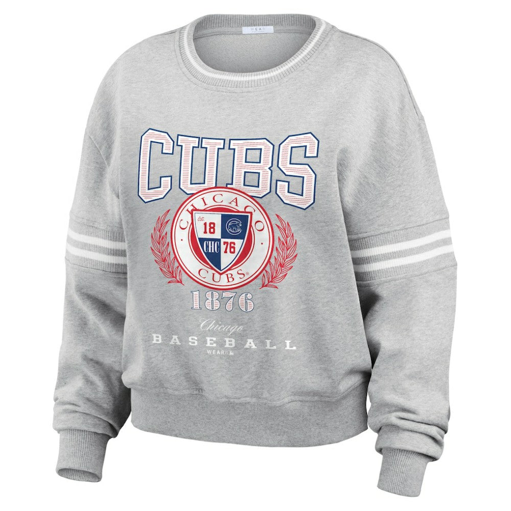 Chicago Cubs WEAR by Erin Andrews Women's Domestic Crest Pullover Sweatshirt Online