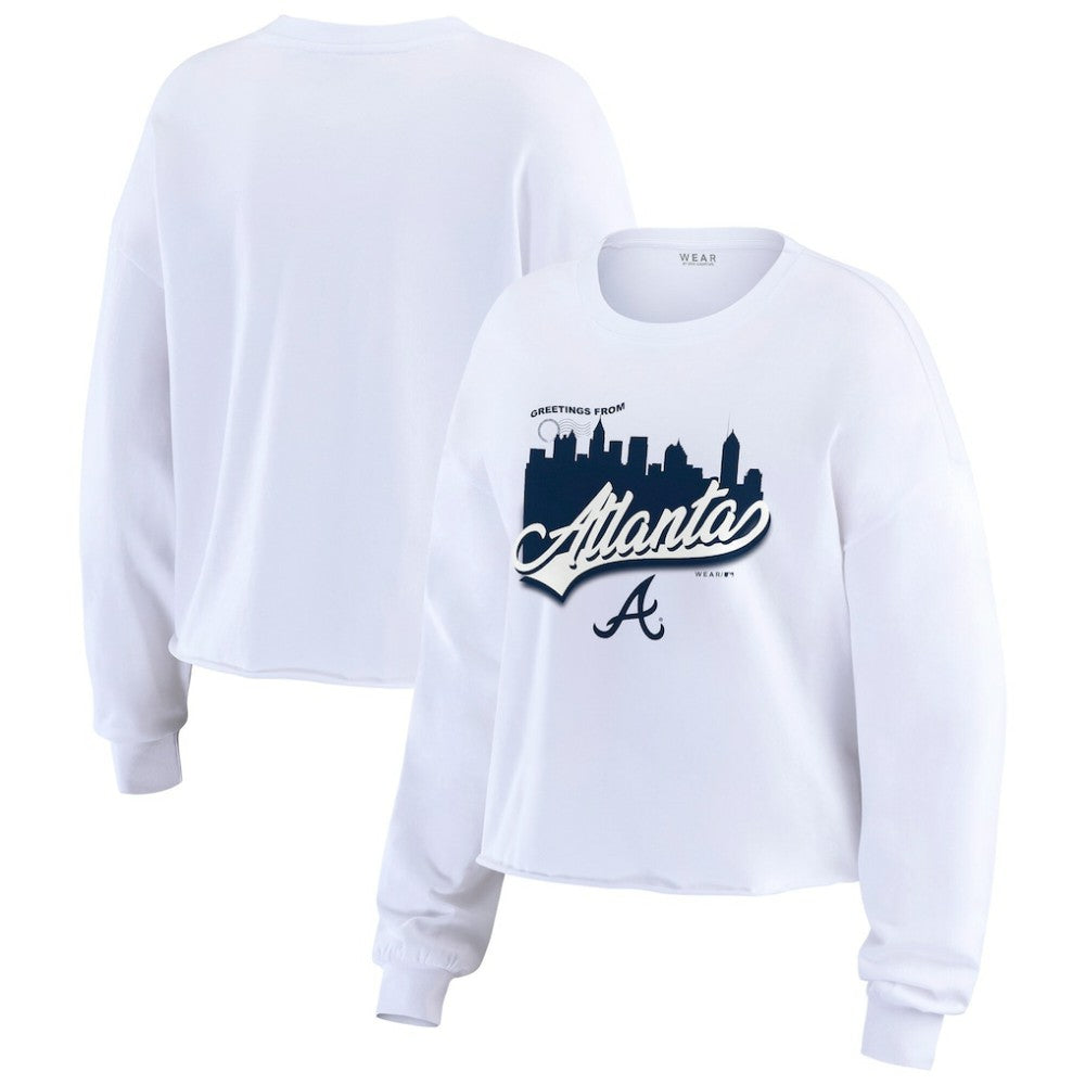 Atlanta Braves WEAR by Erin Andrews Women's Domestic Postcard Long Sleeve T-Shirt Clearance
