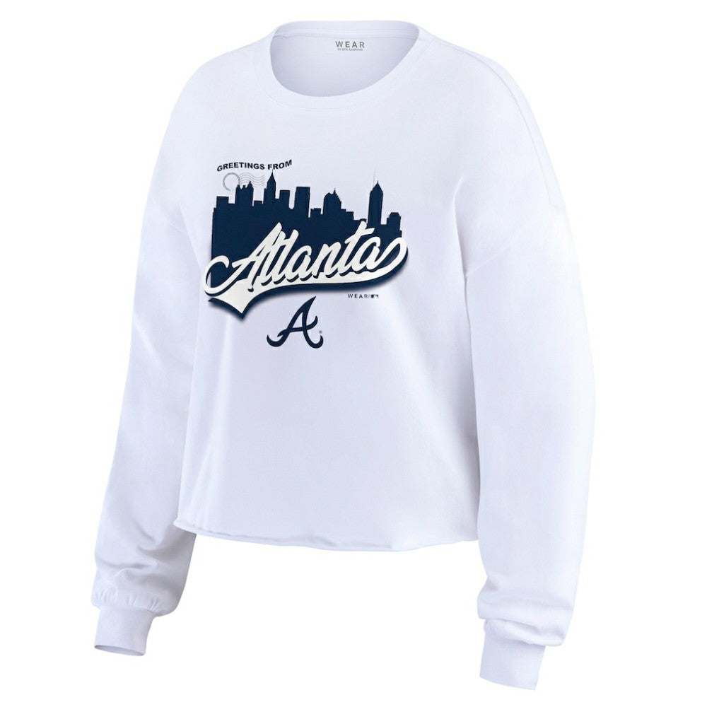 Atlanta Braves WEAR by Erin Andrews Women's Domestic Postcard Long Sleeve T-Shirt Clearance