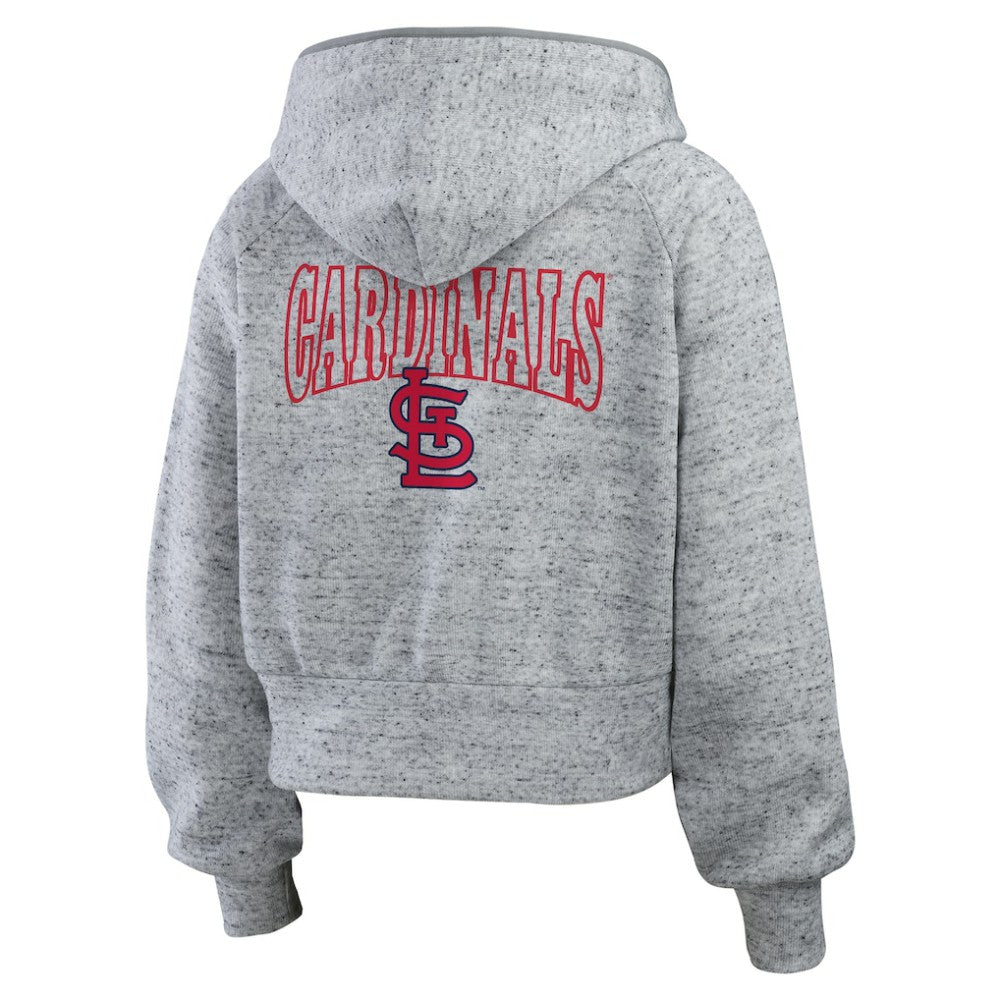 St. Louis Cardinals WEAR by Erin Andrews Women's Speckled Fleece Cropped Full-Zip Hoodie Lifestyle