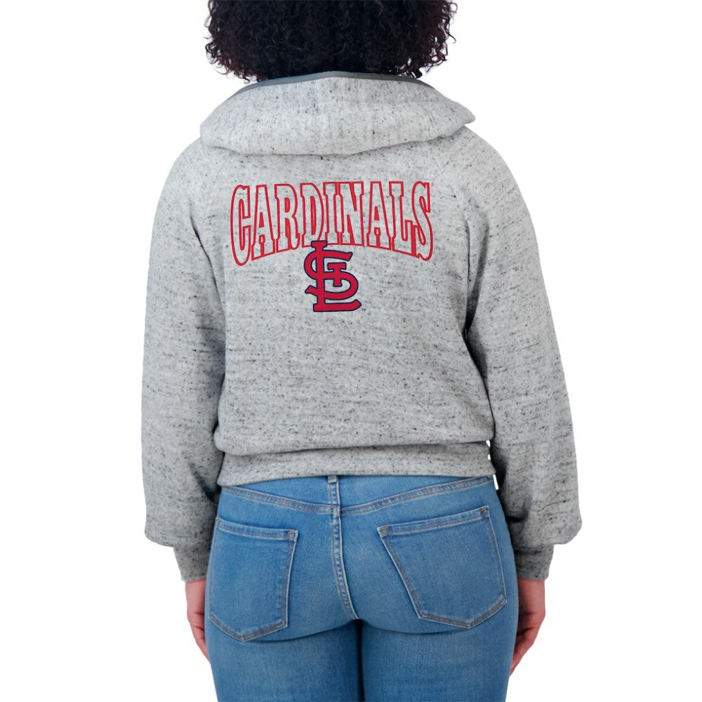St. Louis Cardinals WEAR by Erin Andrews Women's Speckled Fleece Cropped Full-Zip Hoodie Lifestyle