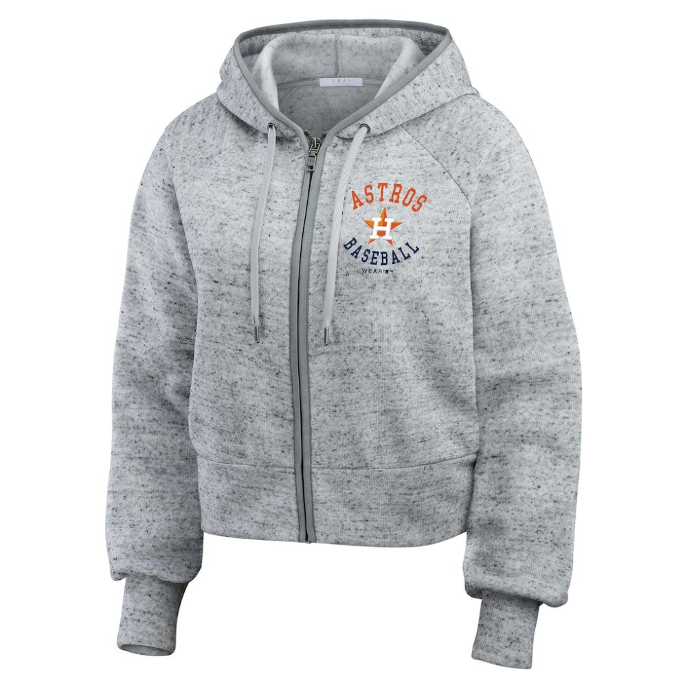 Houston Astros WEAR by Erin Andrews Women's Speckled Fleece Cropped Full-Zip Hoodie Lifestyle