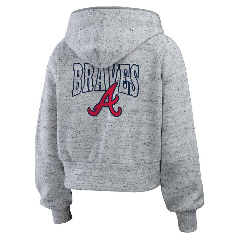 Atlanta Braves WEAR by Erin Andrews Women's Speckled Fleece Cropped Full-Zip Hoodie Sale