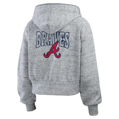 Atlanta Braves WEAR by Erin Andrews Women's Speckled Fleece Cropped Full-Zip Hoodie Sale