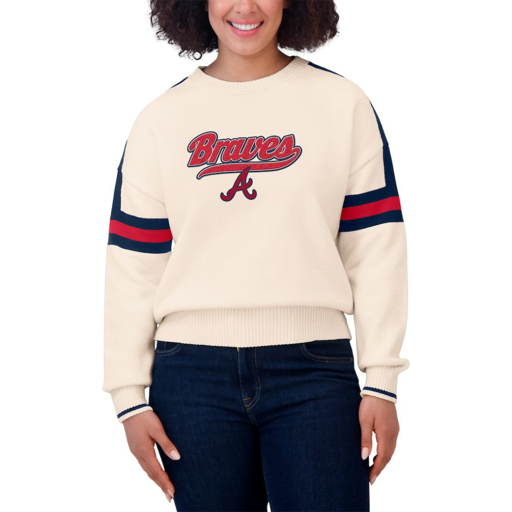 Atlanta Braves WEAR by Erin Andrews Women's Stripe Pullover Sweater Online