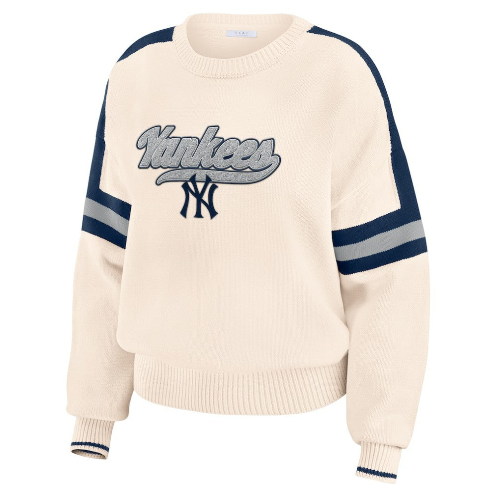 New York Yankees WEAR by Erin Andrews Women's Stripe Pullover Sweater On Sale