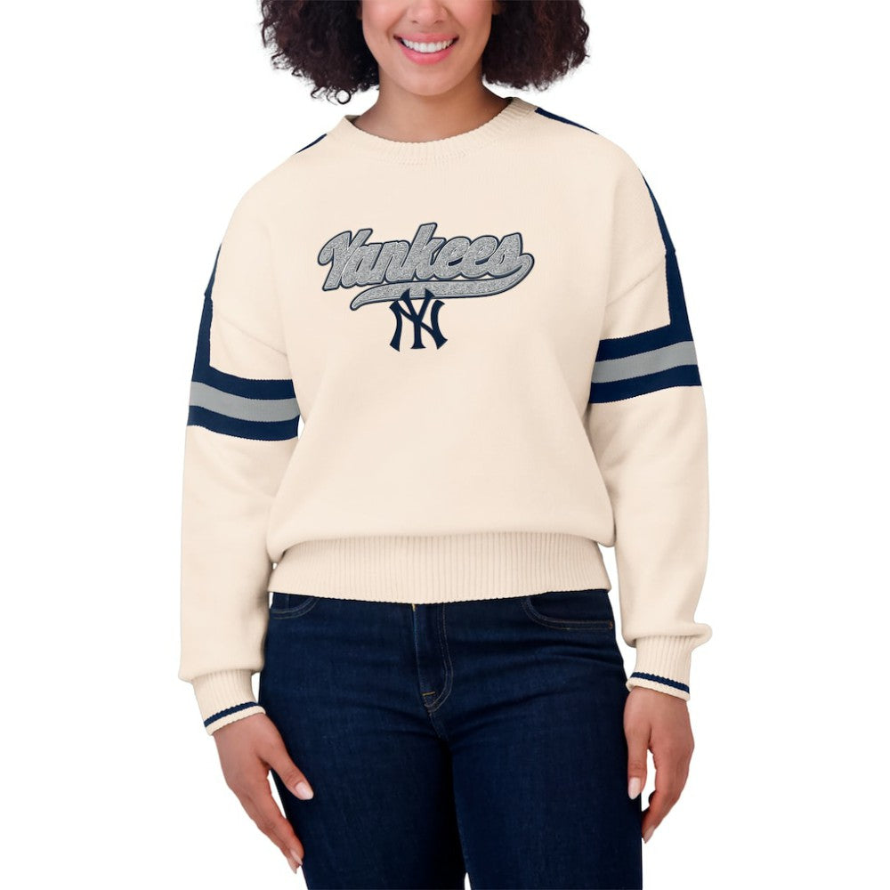 New York Yankees WEAR by Erin Andrews Women's Stripe Pullover Sweater On Sale