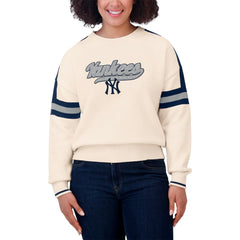 New York Yankees WEAR by Erin Andrews Women's Stripe Pullover Sweater On Sale