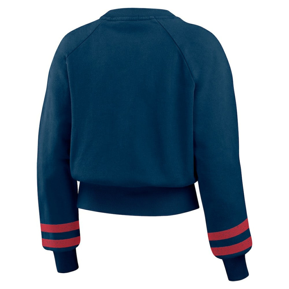 Atlanta Braves WEAR by Erin Andrews Women's Vintage Washed Cropped Pullover Sweatshirt Clearance