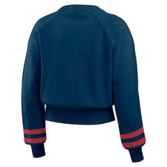 Atlanta Braves WEAR by Erin Andrews Women's Vintage Washed Cropped Pullover Sweatshirt Clearance