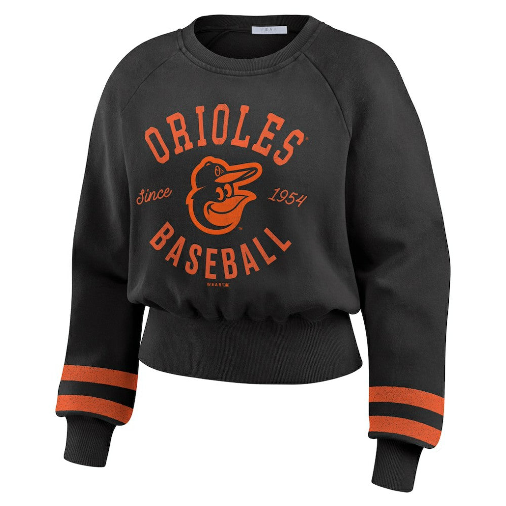 Baltimore Orioles WEAR by Erin Andrews Women's Vintage Washed Cropped Pullover Sweatshirt Near Me