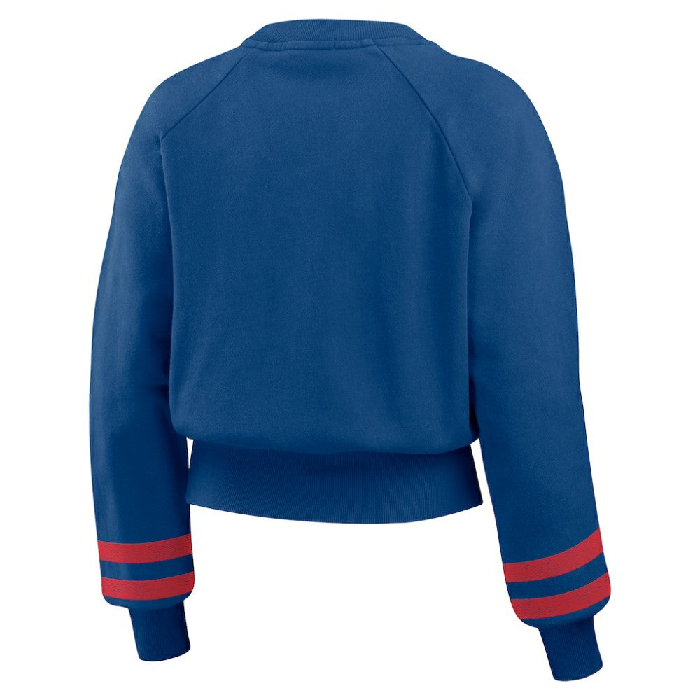 Chicago Cubs WEAR by Erin Andrews Women's Vintage Washed Cropped Pullover Sweatshirt Online